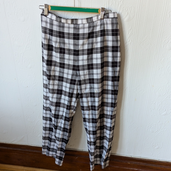 "Black and white plaid pants, size 12. Brand unknown. - Picture 2 of 3